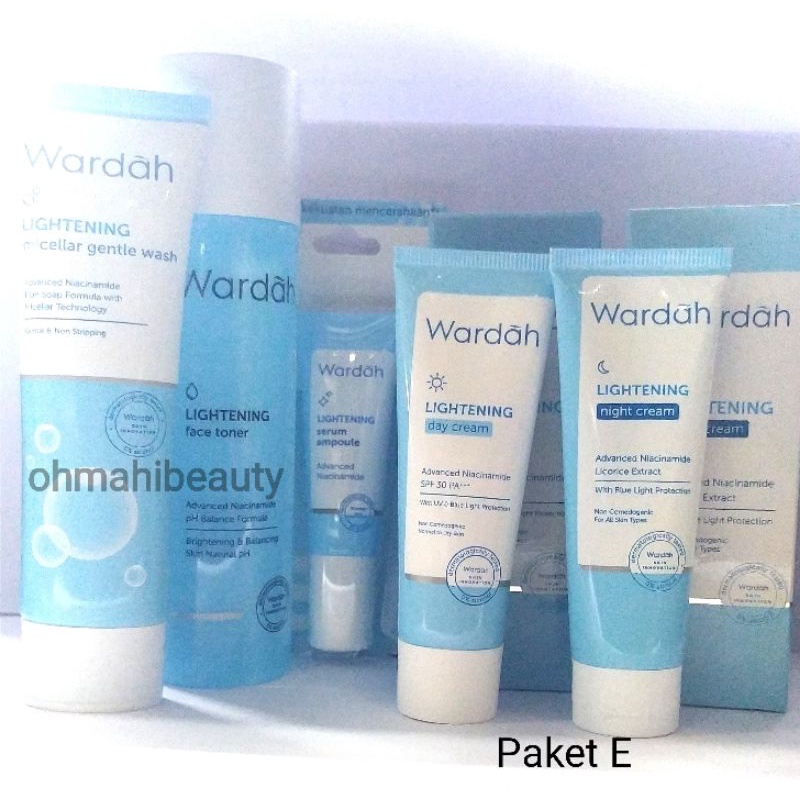 Wardah Paket Lightening Series - Paket Hemat (6pcs) (5pcs) (3pcs) - Skincare Wardah - Paket Wardah Lightening Series-Paket E Normal Skin