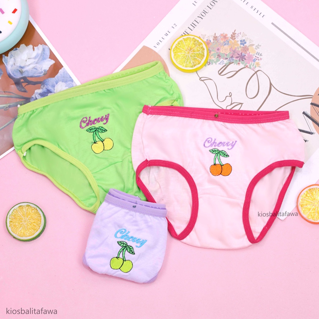 (ISI 3 PC) Celana Dalam 4-5 Tahun / Pakaian Dalam Anak Perempuan CD Underwear Kids Polos Import