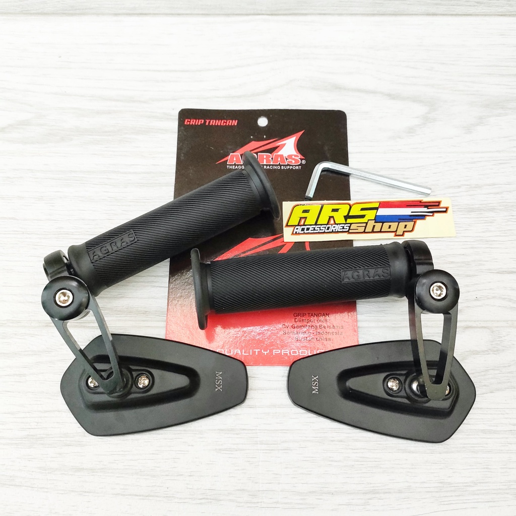 SEPAKET Handgrip Sarung Gas Agras original + spion jalu bar end oval grip handfat agras + spion jalu