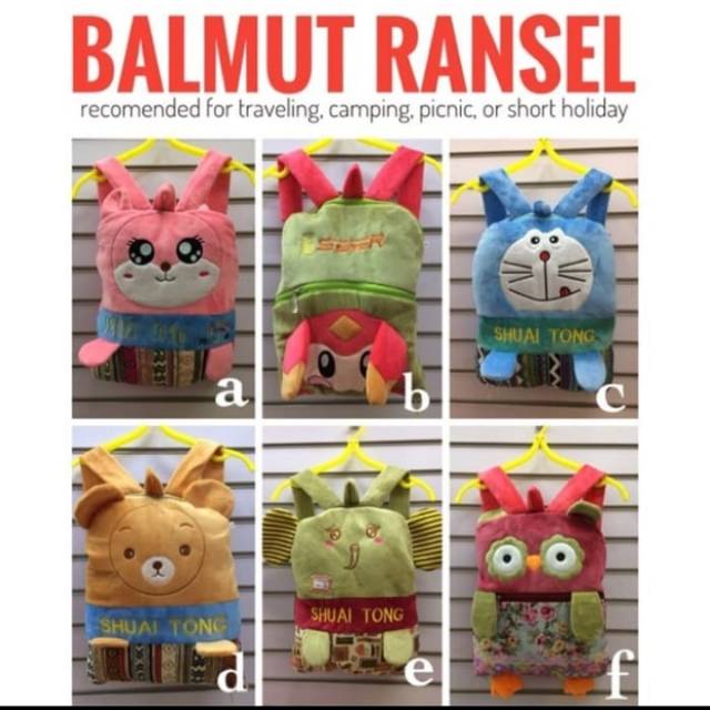 Balmut Bantal Selimut / Ransel Balmut / Bantal Selimut Ransel Karakter / Balmut Lucu