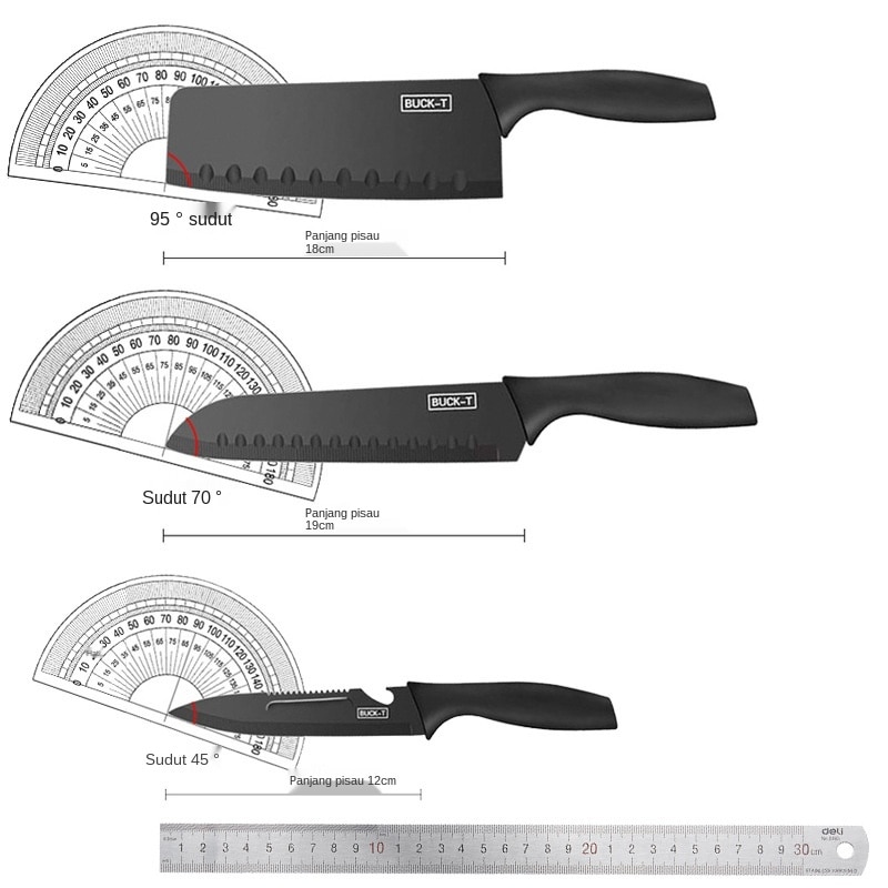 Set Pisau Dapur 5 Pcs Black Kitchen Knive Set Black Marble 5 Pcs/set Pisau Anti Lengket