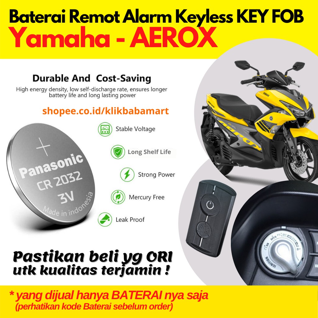 BATERAI REMOT MOTOR YAMAHA AEROX BATTERY REMOTE ALARM KUNCI ORIGINAL