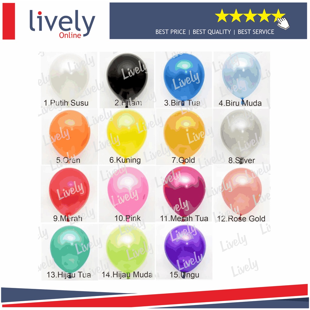 Balon Latex Metalik 12 inch High Quality Kualitas Bagus Satuan