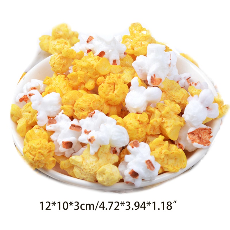 Mary 60-Piece Popcorn Plastik Miniatur Resin Dekorasi Popcorn Buatan Warna Campur Untuk Dekorasi Gantungan Kunci Rumah Boneka Diyatio