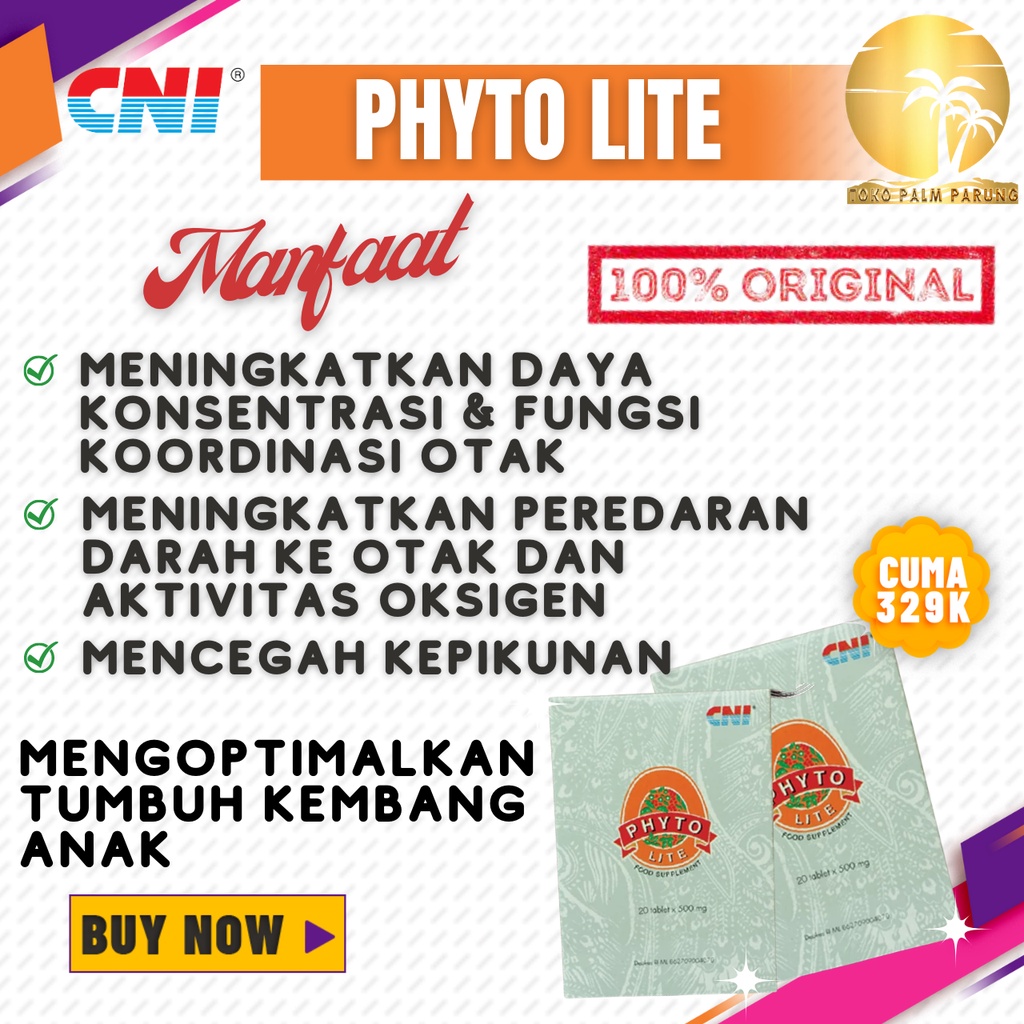 CNI Phyto Lite Vitamin Kecerdasan Otak Herbal Alami Untuk Perkembangan Mental Anak Phytolite Isi 20 Tablet