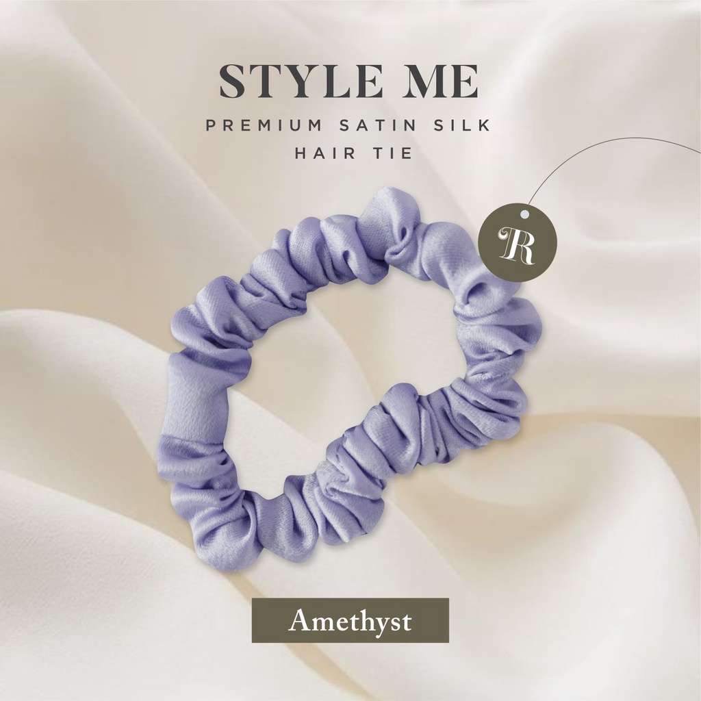 Scrunchies Premium Satin Silk MINI The Rituale | Ikat Rambut Kuncir Hijab Cepol | Anti Rontok Pusing-Amethyst