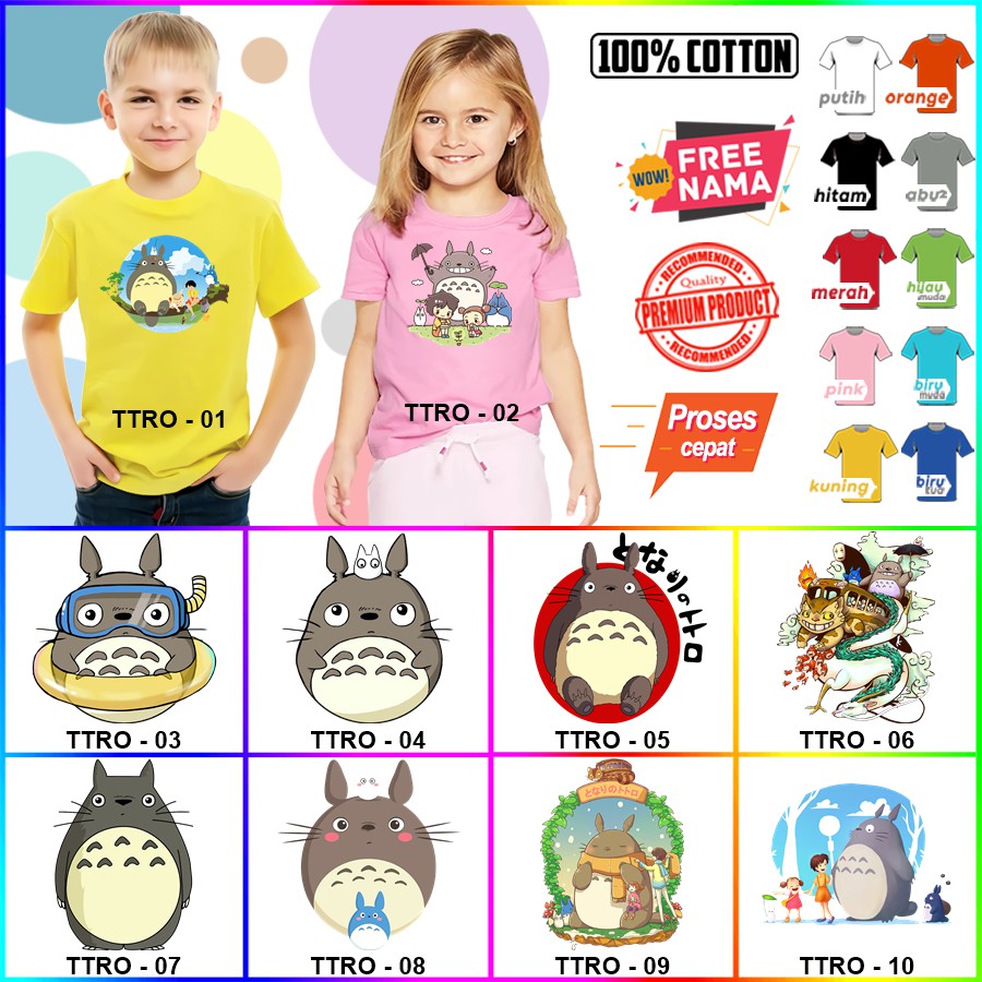 Baju Kaos ANAK DAN DEWASA TOTORO COUPLE (FREE NAMA)