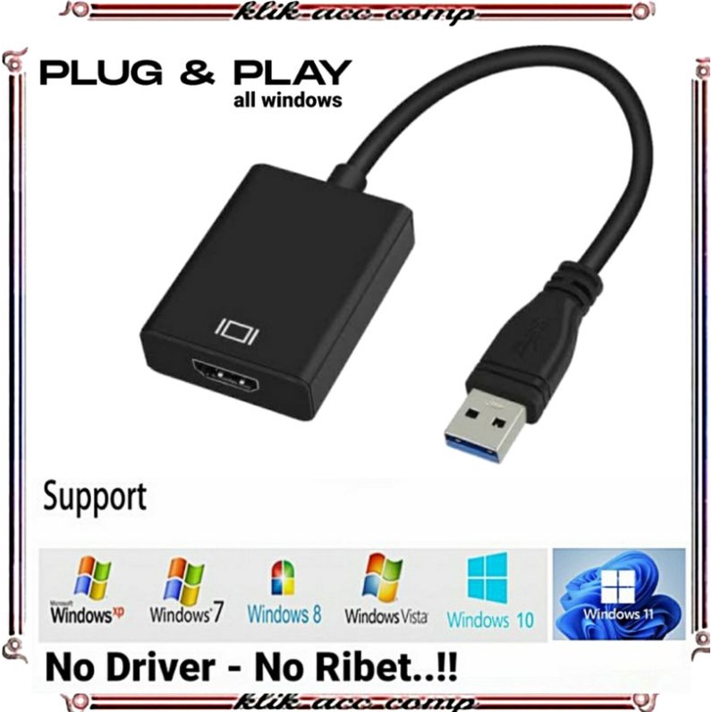 USB 3.0 to HDMI Converter Cable Multi Display Adapter for PC Laptop