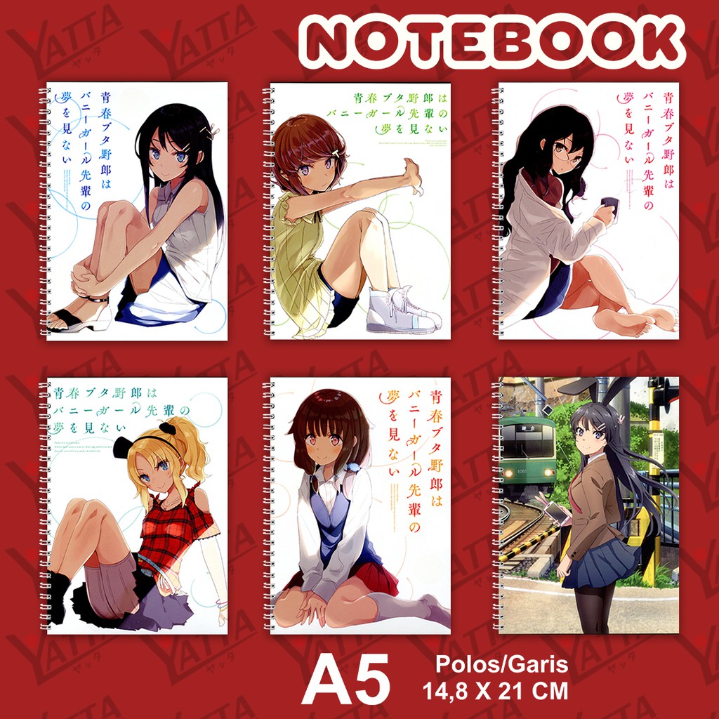 

Notebook Anime ukuran A5 14,6 cm x 21 cm Seishun Buta Yarou