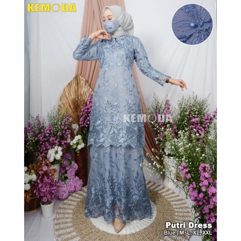 Gamis Brukat  Tulle Zahra_Gamis Pesta Moderen