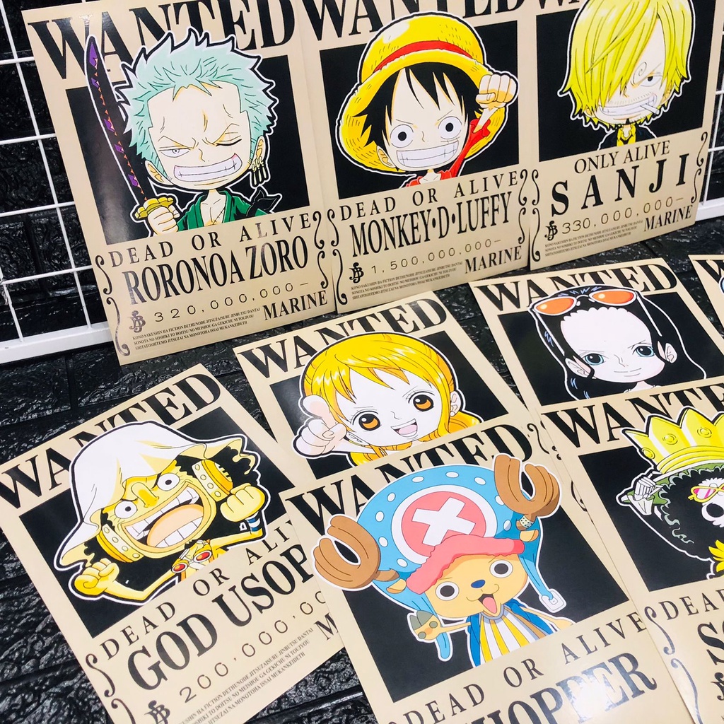 Set Poster Mugiwara Chibi Anime Manga One Piece (Tanpa Bingkai)
