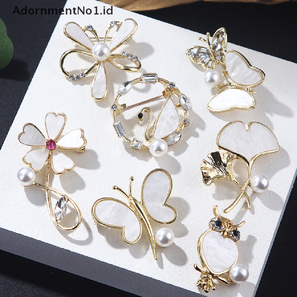 (AdornmentNo1) 1pc Bros / Pin Butterfly Aksen Mutiara Imitasi Untuk Hadiah / Aksesoris Wanita (ID)