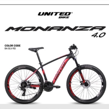 Sepeda Gunung MTB United Monanza 4.0 27 ,5 Inch 8Speed Garansi SNI-Red
