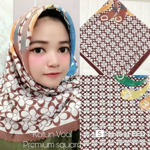 Kerudung segiempat katun voal denai