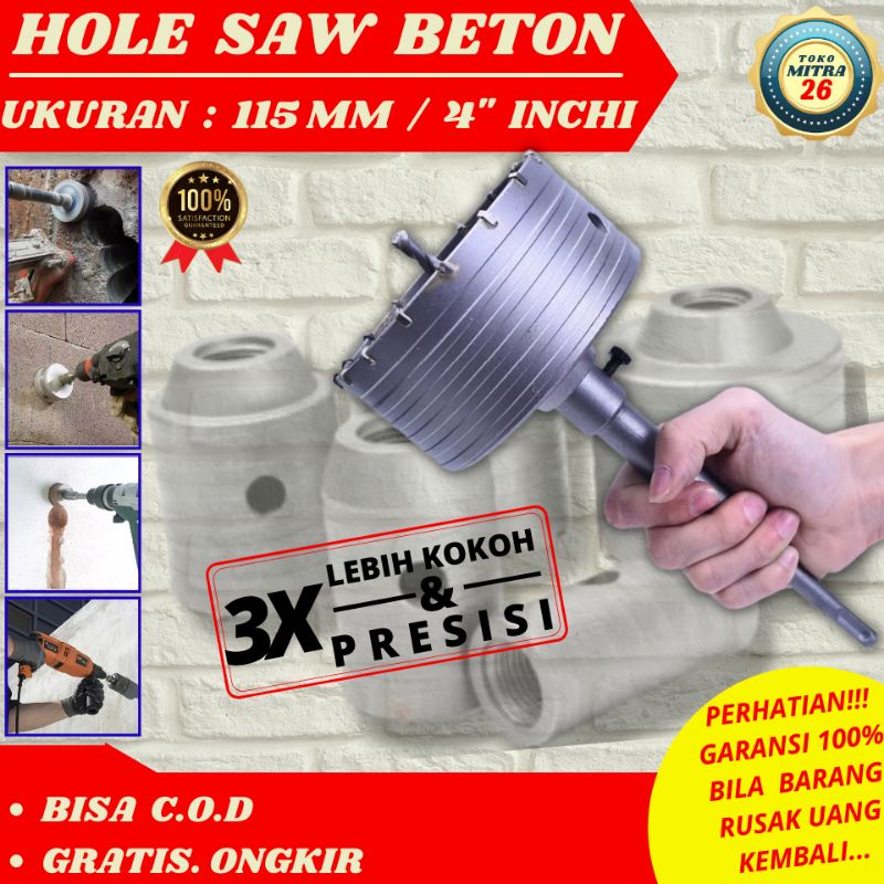 [SET] Mata Bor Holesaw Pelubang Beton Tembok 115 MM Untuk Pipa Perkakas Alat
