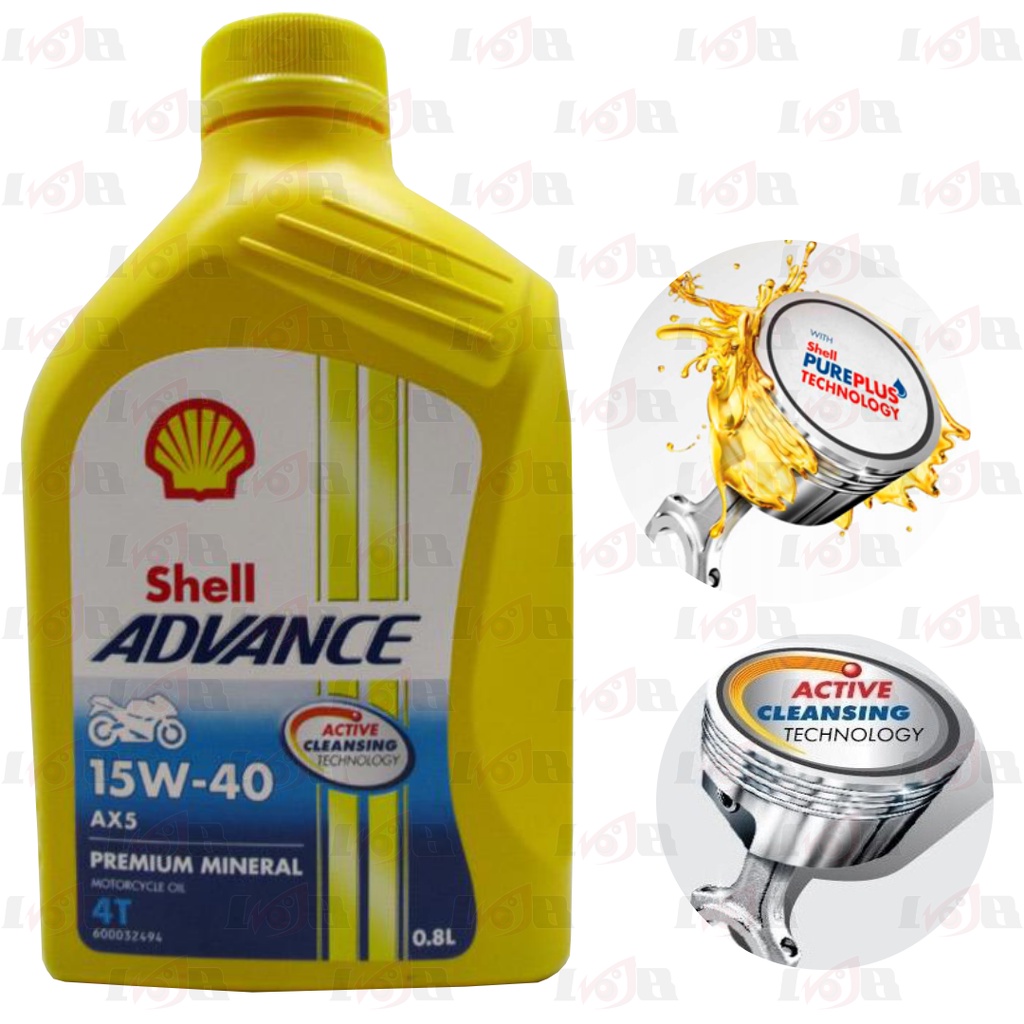 Oli Shell Advance AX5 15w40 4T motor bebek 800ml Premium Mineral Oil 0.8L