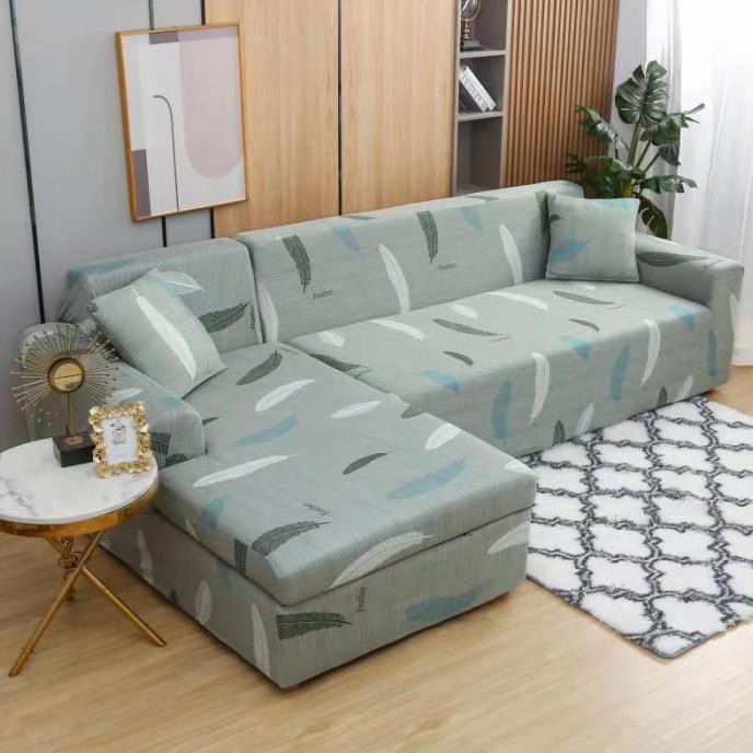 Sarung Sofa Leter L Import Stretch-Cover Sofa Leter L Elastis Premium - Bunga Krisan Librevilleshop