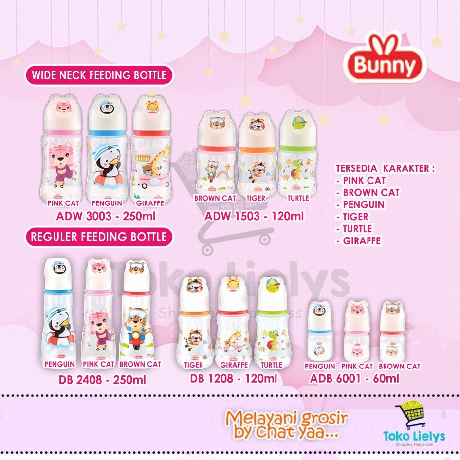 LUSTY BUNNY BOTOL SUSU BAYI REGULER SLIM NECK WIDE NECK TL 2