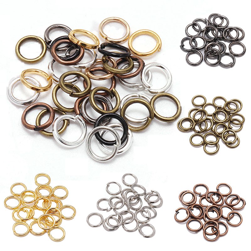 200pcs / Pak Konektor Split Ring Open Jump 3 / 4 / 5 / 6 / 7 / 8 / 10 / 12 / 14 / 16 / 18 / 20mm Warna Silver / Gold / Bronze Untuk Perhiasan Diy