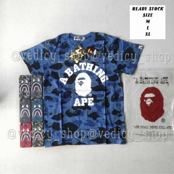 Unik KAOS BAPE CAMO BIRU / T SHIRT BAPE CAMO FULL TAG Limited