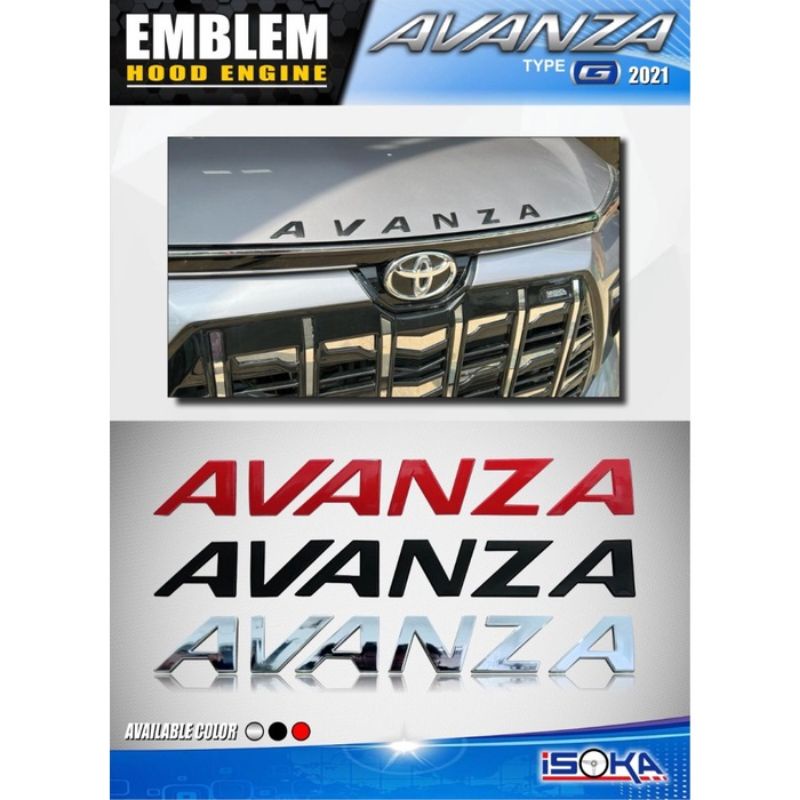 emblem kap mesin Avanza 2021 2022 hitam merah chrome