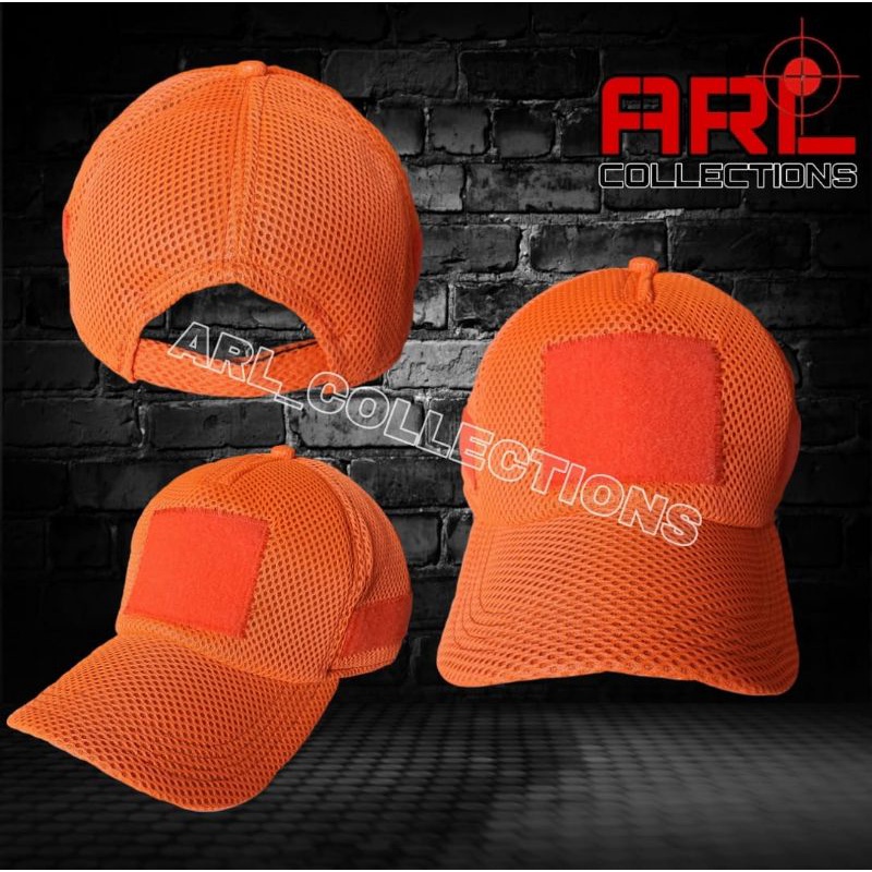 topi jaring velcro tactical / topi jala army double mes warna hitam/orange/merah/hijau army/cream