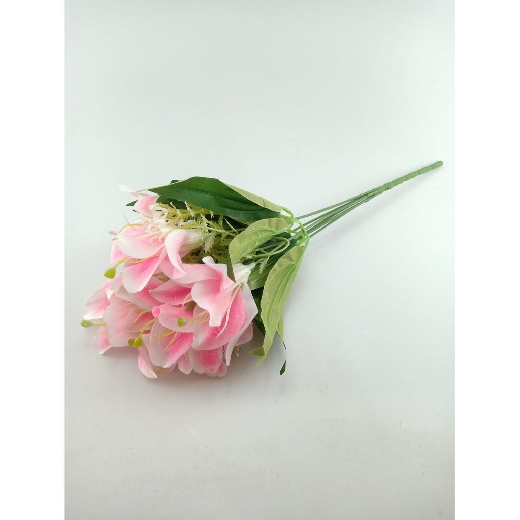 COD BUNGA LILY BUNGA TANGKAI PLASTIK BUNGA ARTIFISIAL BUNGA PAJANGAN IMITASI BUNGA HIASAN BT9041-PUTIH PINK