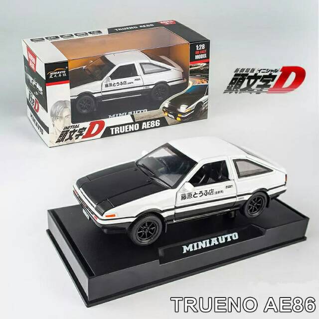TOYOTA COROLLA AE86 MOBIL MOBILAN MINIATUR TRUENO INITIAL PUTIH