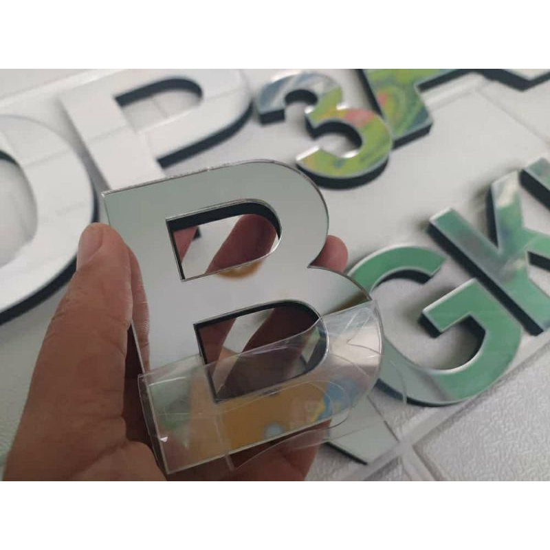 Huruf timbul acrylic / akrilik SILVER MIRROR /HURUF AKRILIK MIRROR CUSTOM