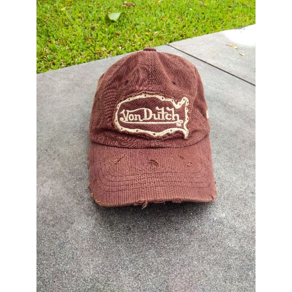 TOPI HAT VON DUTCH CORDUROY RIPPED SECOND BRAND ORIGINAL BROWN