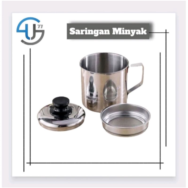 US173 Wadah Saringan Minyak Stainless Steel 1300 ML By Toko Haji Usman