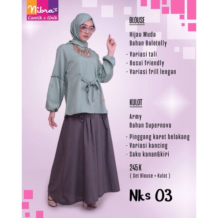 Nibras Kulot Setelan Setelan Kulot Modis Setelan Kulot Wanita Setelan Kulot Muslimah Baju Muslim Shopee Indonesia