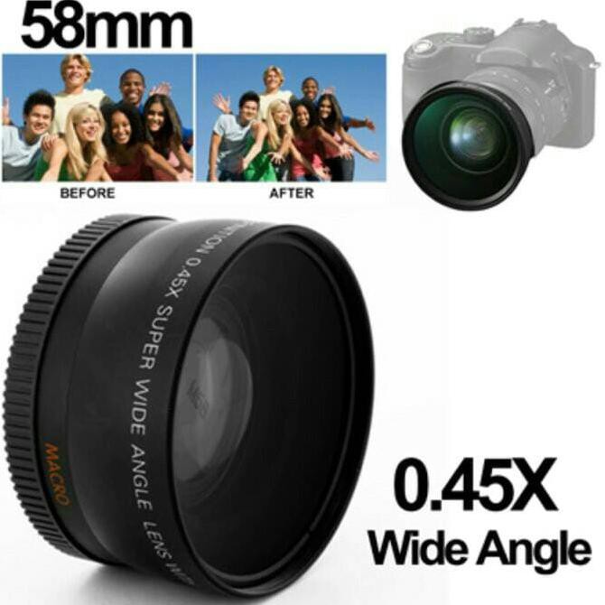 Lensa Super Wide Angle Lens with Macro 58mm for Canon