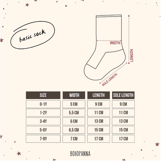 BohoPanna Basic Socks 0-7 Tahun Kaos Kaki Bayi Anak CBKS