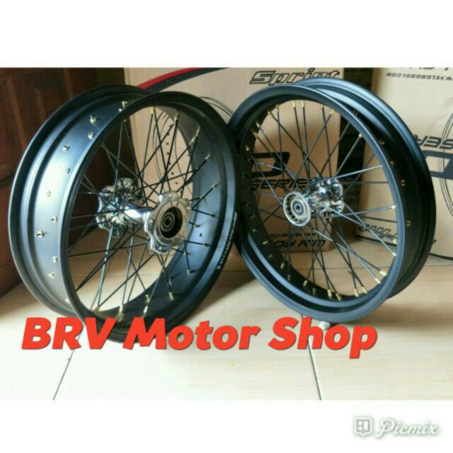 Sepaket Velg Tiger Revo Mega Pro - Velg Tiger Tromol Becak Bahan Baja Asli Tapak Lebar Ring 17
