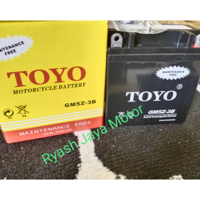 Aki TOYO GM5Z-3B MF For Grand/Mio Sporty/Jupiter mx lama/Jupiter z/Supra x