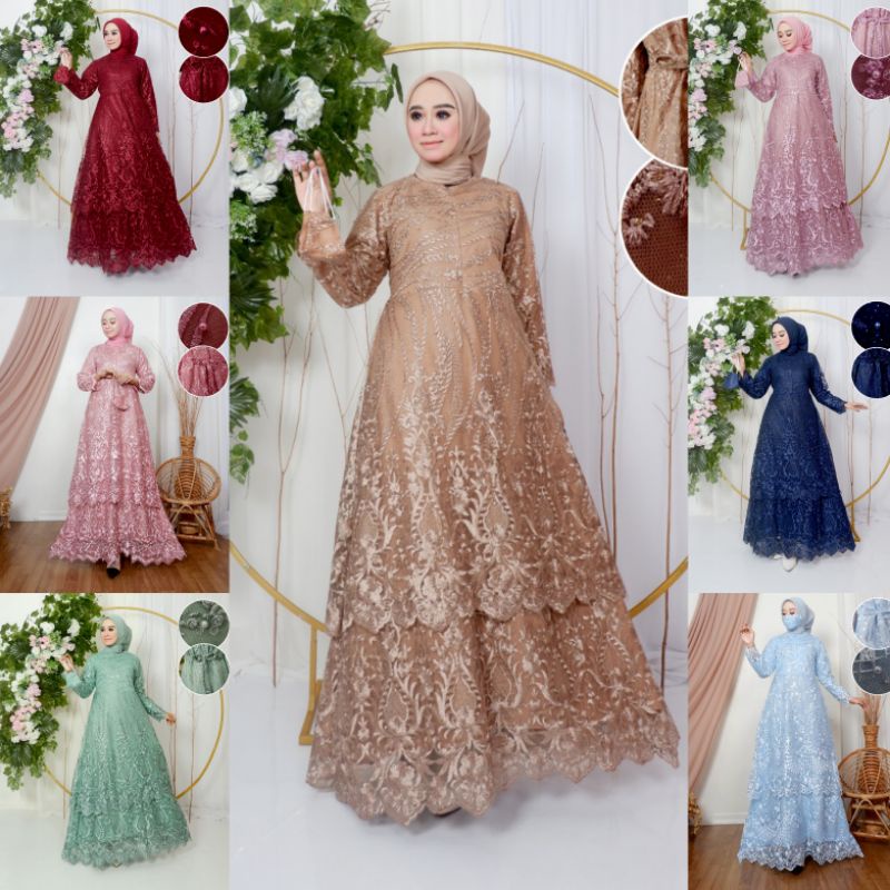 GAMIS TINGKAT KALISTA // BAHAN TILLE BORDIR PREMIUM // KODE DJ