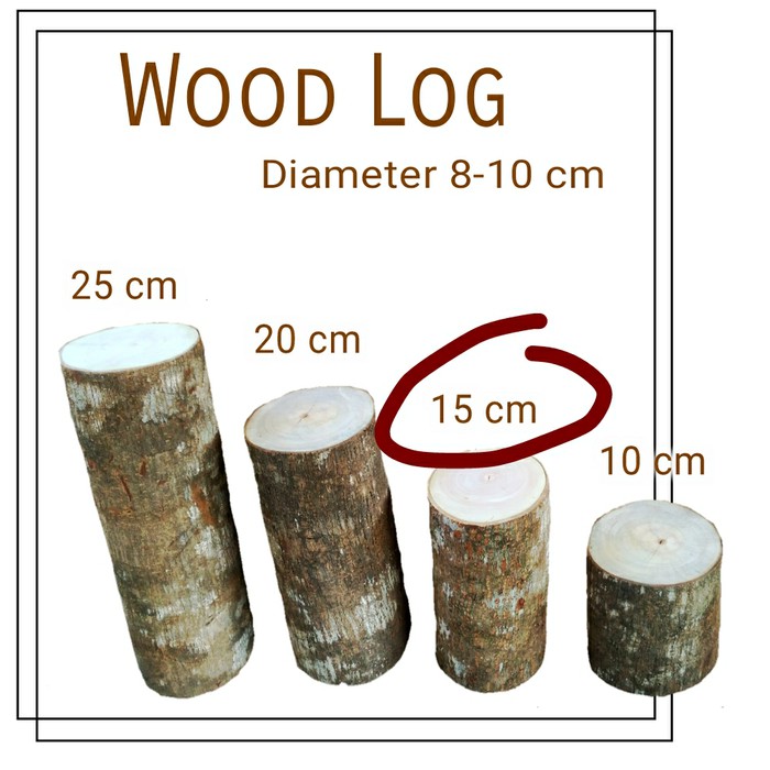 Wood log tinggi 15 cm dekorasi cake stand bahan craft diy