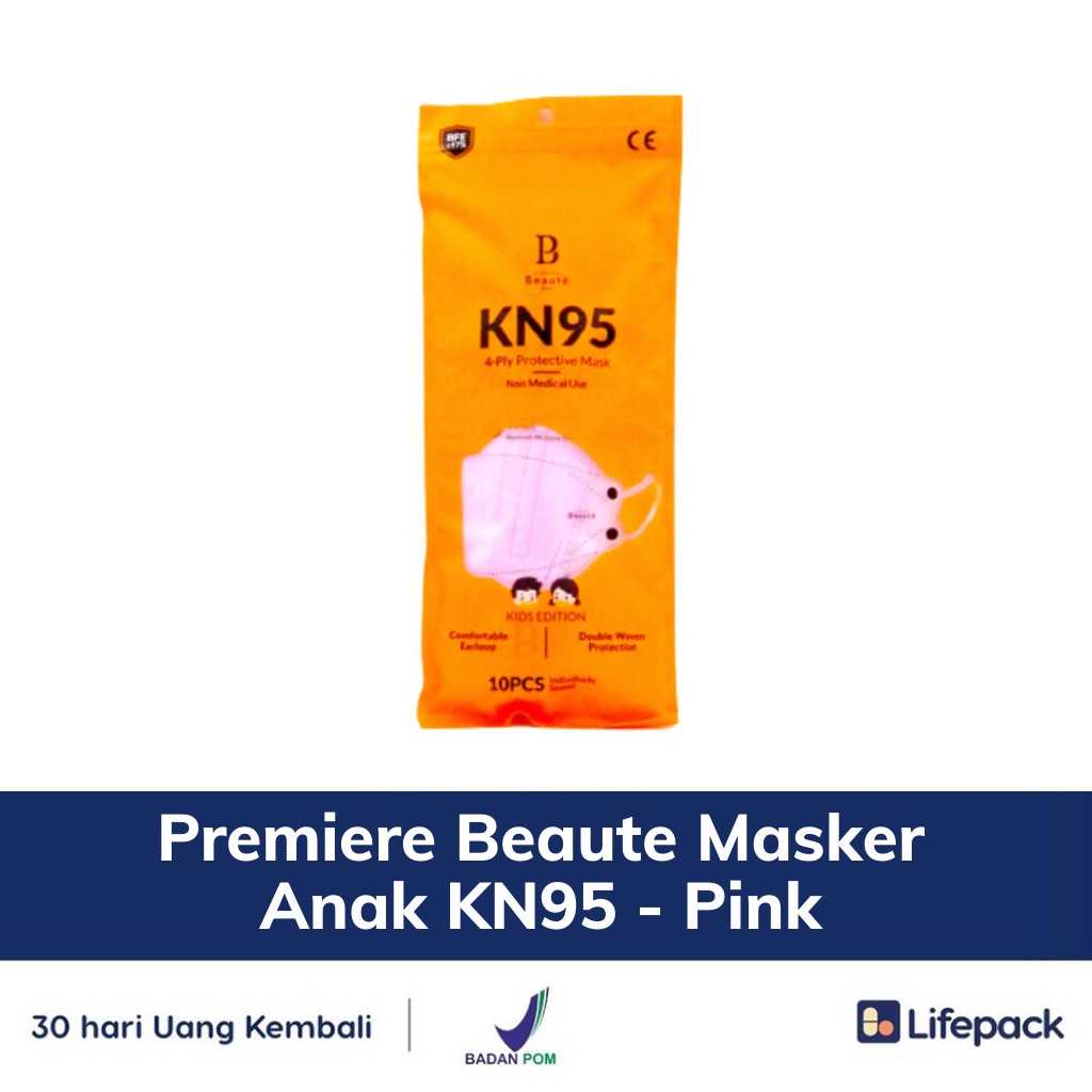 Premiere Beaute Masker Anak KN95 - Masker Pelindung Debu, Bakteri, dan Virus - LIFEPACK-Pink