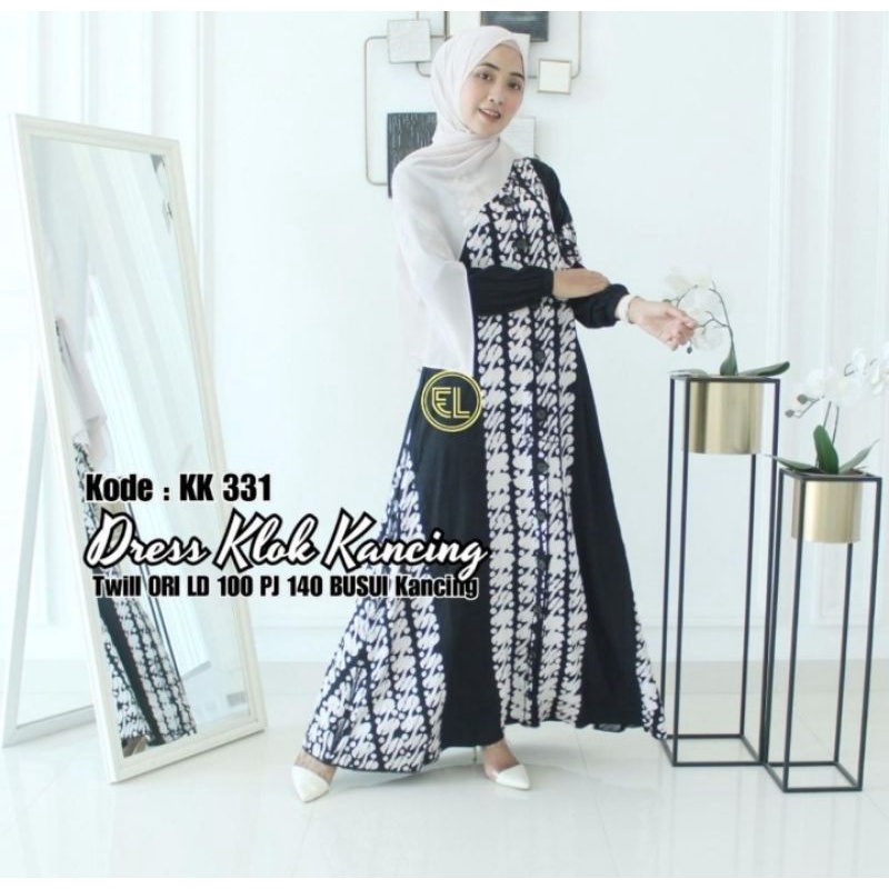Dress Gamis twill Ori Elzaf klok kancing