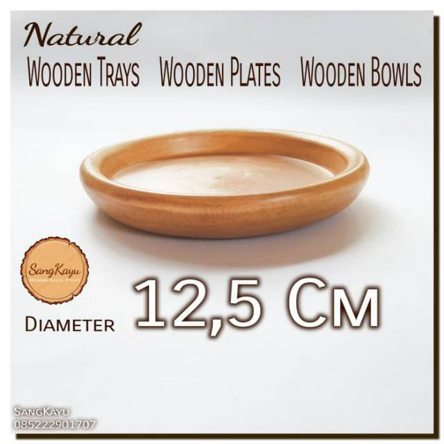 Piring kayu 12,5 cm Wooden plate bowl wooden tray Coaster nampan kayu