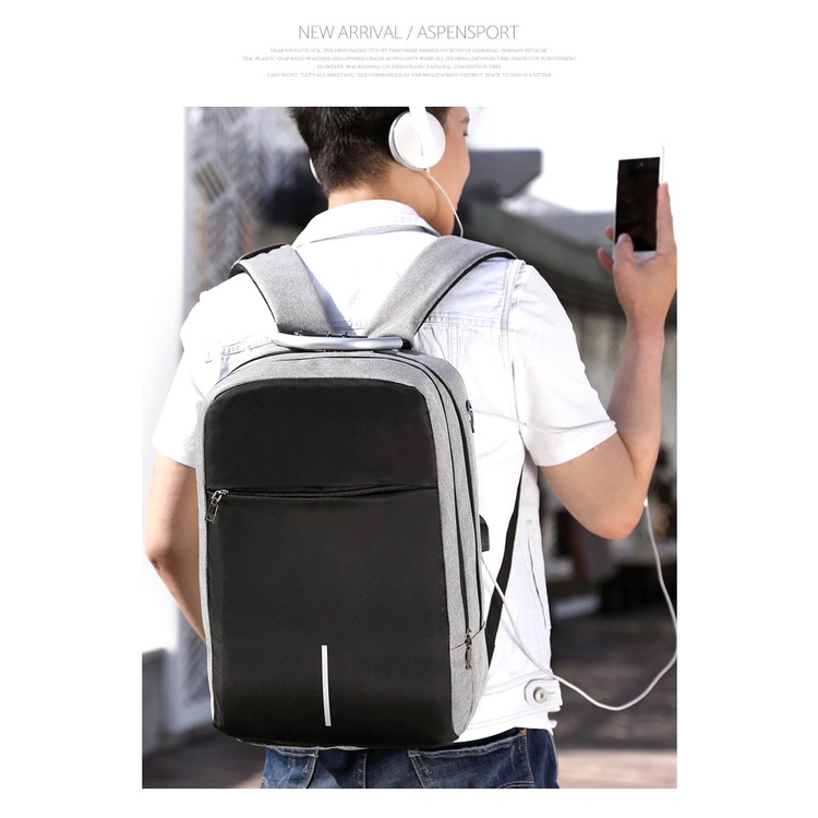 Tas Ransel Anti Maling Travel Bag Import Anti Air Dengan Tempat Laptop USB Slot