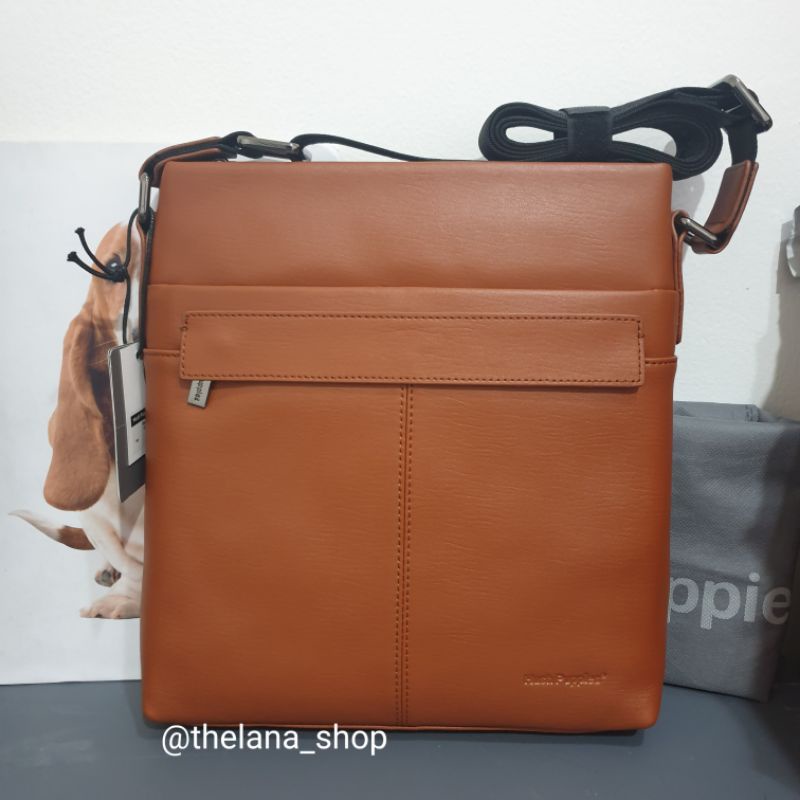 KULIT TAS SLING BAG HUSH PUPPIES PRIA 100% ORIGINAL COUNTER KULIT ASLI 621 COKLAT