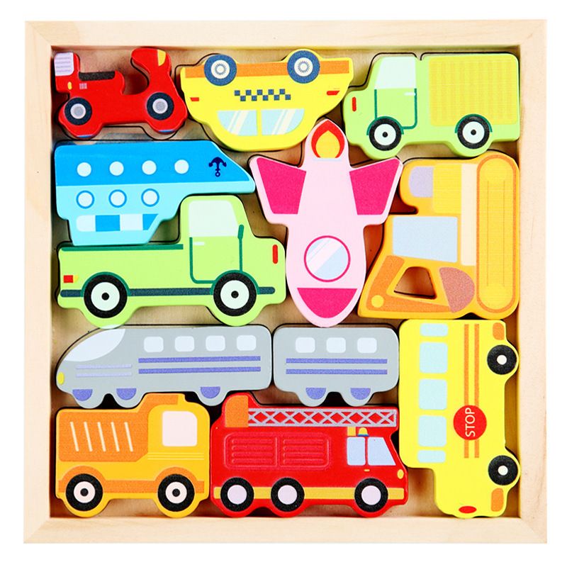 Mainan Puzzle 3D Wooden Toys Puzzle Kayu Mainan Edukasi Anak Jigsaw Puzzle Cocokkan Bentuk