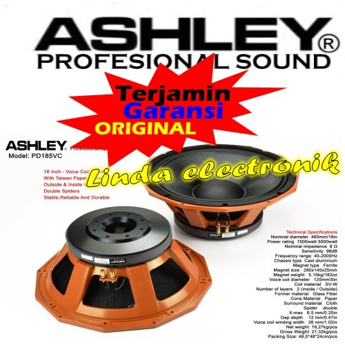 Speaker Component Ashley PD 185VC 18 inch Original Ashley PD185VC