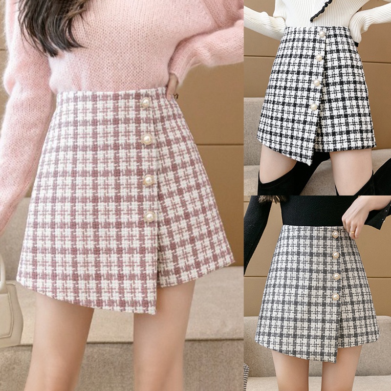 KARAKOREA 7710 Tweed Pants/Celana Pendek/Korean Women Pants/Skorts/Celana Korea