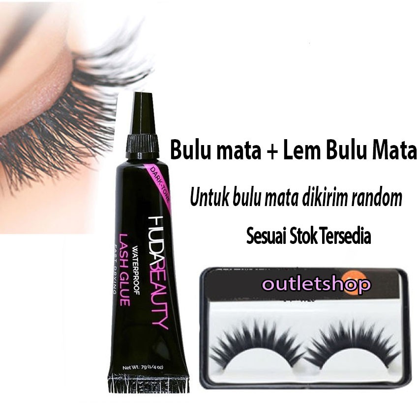 Paket Lengkap Bulu Mata Palsu dan Lem Bulu Mata 1 Set / BuluMata Palsu / Others