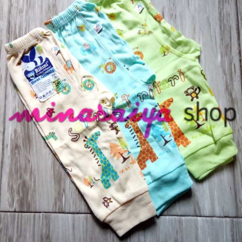 RIFANI 3 pcs Celana Panjang Bayi SNI Seri Warna Uk. S - XL