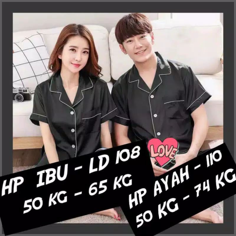 Baju Tidur couple pria dan wanita hotpant / cewek / cowok / satin polos pasangan stelan