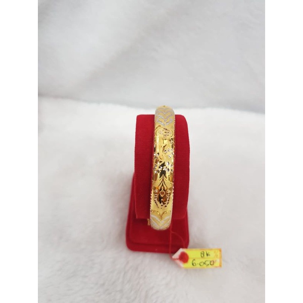 GL817DLM gelang gold model bangkok motif batik kombinasi emas putih asli berat 6.050 6cm kadar 375%